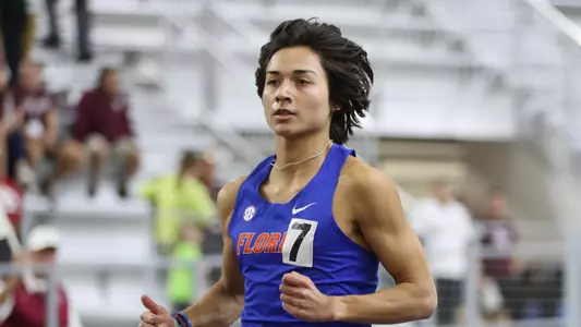 during the Gators' McFerrin-12 Degree Invitational on Saturday, January 13, 2024 at R.A. "Murray" Fasken '38 Indoor Track in College Station, Texas / UAA Communications photo by Gabriella Whisler