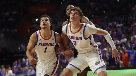 Micah Handlogten during the Gators' game against the Tigers on Wednesday, February 28, 2024 at Exactech Arena at the Stephen C. O'Connell Center in Gainesville, FL / UAA Communications photo by Madilyn Gemme