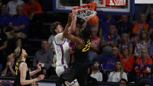 Micah Handlogten during the Gators' game against the Missouri Tigers on Wednesday, February 28, 2024 at Exactech Arena at the Stephen C. O'Connell Center in Gainesville, FL / UAA Communications photo by MJ Holloway
