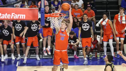 Thomas Haugh during the Gators' game against the Vanderbilt Commodores on Saturday, February 24, 2024 at Exactech Arena at the Stephen C. O'Connell Center in Gainesville, FL / UAA Communications photo by Emma Bissell