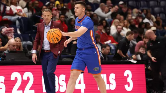 Alex Klatsky during the Gators' game against the Alabama Crimson Tide in the third round of the SEC Tournament on Friday, March 15, 2024 at Bridgestone Arena in Nashville, TN / UAA Communications photo by Maddie Washburn