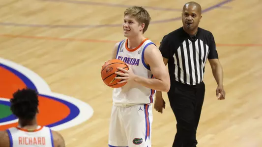 Bennett Andersen during the Gators' game against the Alabama Crimson Tide on Tuesday, March 5, 2024 at Exactech Arena at the Stephen C. O'Connell Center in Gainesville, FL / UAA Communications photo by Bryce Mitchell