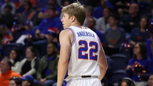 Bennett Andersen during the Gators' game against the Grambling State Tigers on Friday, December 22, 2023 at Exactech Arena at the Stephen C. O'Connell Center in Gainesville, FL / UAA Communications photo by Maddie Washburn