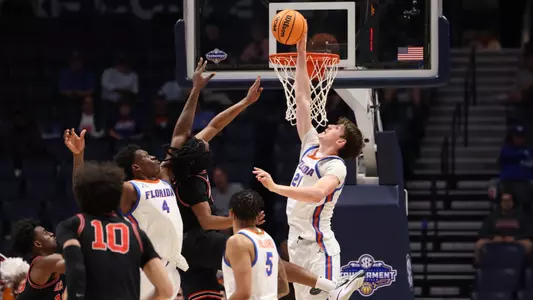 Alex Condon during the Gators' game against the Georgia Bulldogs in the second round of the SEC Tournament on Thursday, March 14, 2024 at Bridgestone Arena in Nashville, TN / UAA Communications photo by Maddie Washburn