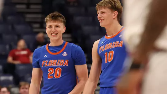 Jack May during the Gators' game against the Alabama Crimson Tide in the third round of the SEC Tournament on Friday, March 15, 2024 at Bridgestone Arena in Nashville, TN / UAA Communications photo by Maddie Washburn