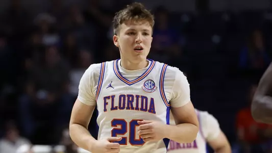 Jack May during the Gators' game against the Grambling State Tigers on Friday, December 22, 2023 at Exactech Arena at the Stephen C. O'Connell Center in Gainesville, FL / UAA Communications photo by Maddie Washburn