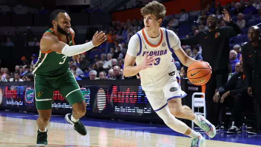 Julian Rishwain during the Gators' game against the Florida A&M Rattlers on Tuesday, November 14, 2023 at Exactech Arena at the Stephen C. O'Connell Center in Gainesville, FL / UAA Communications photo by Maddie Washburn