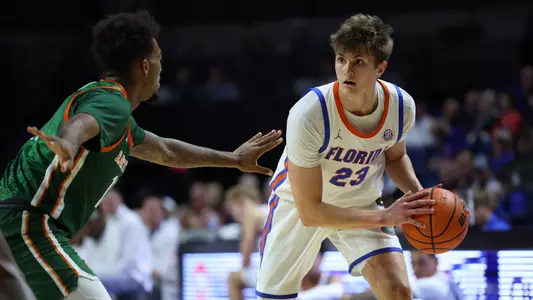 Julian Rishwain during the Gators' game against the Florida A&M Rattlers on Tuesday, November 14, 2023 at Exactech Arena at the Stephen C. O'Connell Center in Gainesville, FL / UAA Communications photo by Maddie Washburn