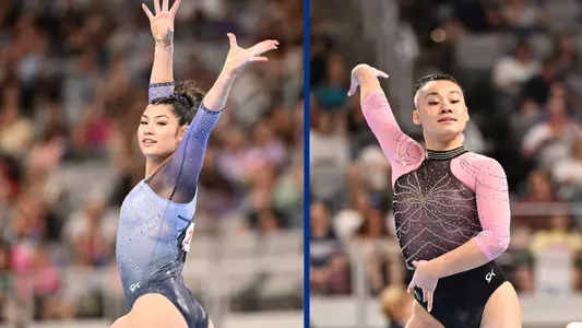 Kayla DiCello (left) and Leanne Wong at 2024 Xfinity US Championships