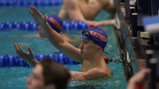 during the Gators' SEC Championships meet on Thursday, February 22, 2024 at James E. Martin Aquatic Center in Auburn, Ala. / UAA Communications photo by Bryce Mitchell