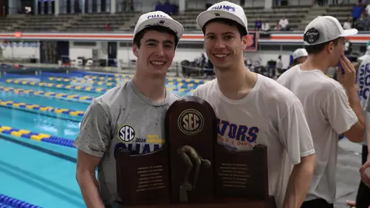during the Gators' SEC Championships meet on Saturday, February 24, 2024 at James E. Martin Aquatic Center in Auburn, Ala. / UAA Communications photo by Bryce Mitchell