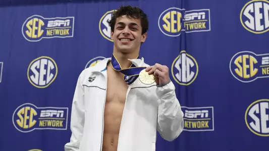 during the Gators' SEC Championships meet on Wednesday, February 21, 2024 at James E. Martin Aquatic Center in Auburn, Ala. / UAA Communications photo by Bryce Mitchell