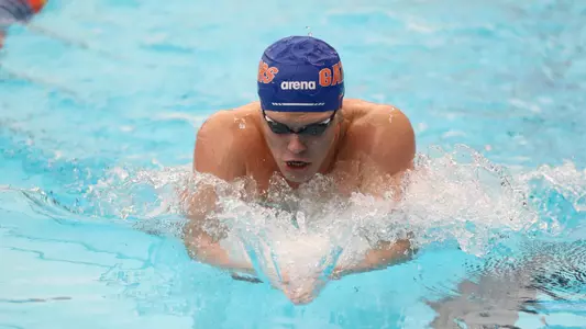 during the Gators' meet against the Nova Southeastern Sharks on Friday, February 2, 2024 at the Stephen C. O’Connell Center Natatorium in Gainesville, FL / UAA Communications photo by Mallory Peak