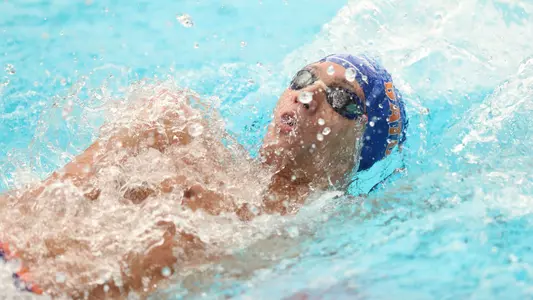 during the Gators' meet against the Virginia Cavaliers  on Friday, October 13, 2023 at the Stephen C. O?Connell Center Natatorium in Gainesville, FL / UAA Communications photo by Emma Bissell