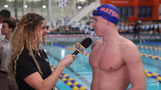 during the Gators' SEC Championships meet on Friday, February 23, 2024 at James E. Martin Aquatic Center in Auburn, Ala. / UAA Communications photo by Bryce Mitchell