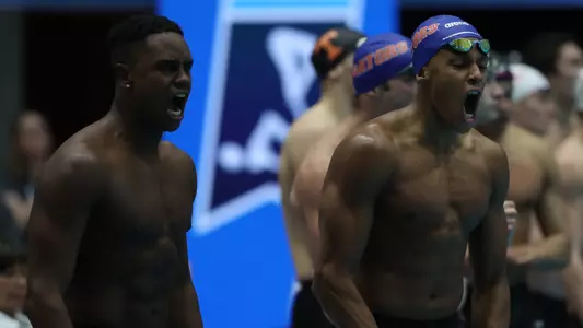 during the Gator Men?s NCAA Championship on Wednesday, March 27, 2024 at IU Natatorium in Indianapolis, Ind. / UAA Communications photo by Bryce Mitchell