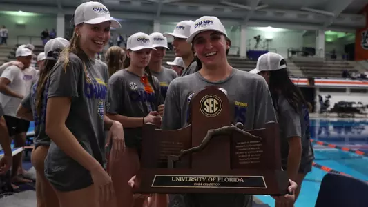 during the Gators' SEC Championships meet on Saturday, February 24, 2024 at James E. Martin Aquatic Center in Auburn, Ala. / UAA Communications photo by Bryce Mitchell
