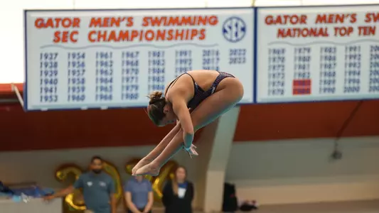 during the Gators' meet against the Florida State Seminoles on Saturday, January 27, 2024 at the Stephen C. O?Connell Center Natatorium in Gainesville, FL / UAA Communications photo by Bryce Mitchell