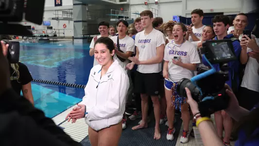 during the Gators' SEC Championships meet on Saturday, February 24, 2024 at James E. Martin Aquatic Center in Auburn, Ala. / UAA Communications photo by Bryce Mitchell