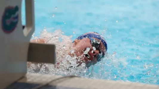 during the Gators' meet against the Virginia Cavaliers on Friday, October 13, 2023 at the Stephen C. O?Connell Center Natatorium in Gainesville, FL / UAA Communications photo by Bryce Mitchell