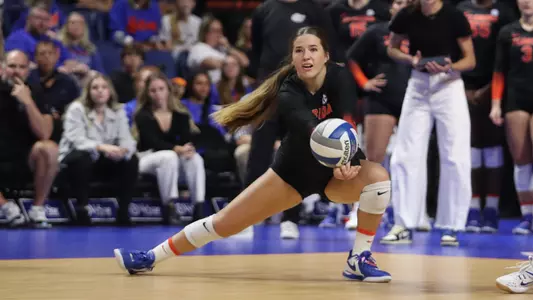 during the Gators' match against the Tennessee Volunteers on Friday, November 3, 2023 at Exactech Arena at the Stephen C. O'Connell Center in Gainesville, Fla. / UAA Communications photo by Gabriella Whisler