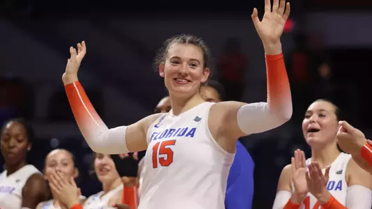 during the Gators' match against the Yellow Jackets in the second round of the NCAA tournament on Friday, December 1, 2023 at Exactech Arena at the Stephen C. O'Connell Center in Gainesville, Fla. / UAA Communications photo by Katie Park