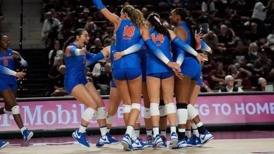 Florida vs. Texas A&M in an NCAA college volleyball game Friday, Oct. 20, 2023, in College Station, Texas. (Sam Craft/www.samcraft.com)