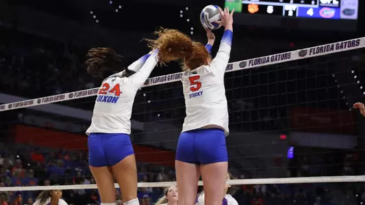 during the Gators' match against the Clemson Tigers on Friday, September 8, 2023 at Exactech Arena at the Stephen C. O'Connell Center in Gainesville, Fla. / UAA Communications photo by Te'a Startz