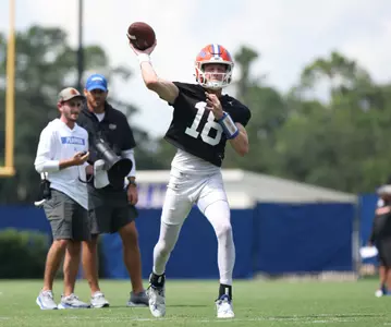 during the Gators' practice on Wednesday, July 31, 2024 at the Sanders football practice fields in Gainesville, FL / UAA Communications photo by Maddie Washburn
