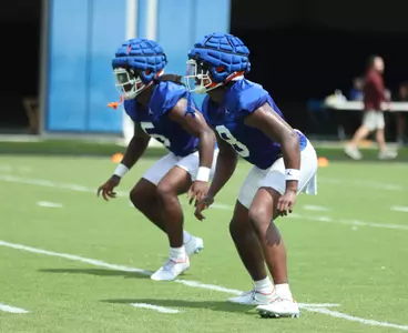 during the Gators' practice on Thursday, August 1, 2024 at the Sanders football practice fields in Gainesville, FL / UAA Communications photo by Mallory Peak