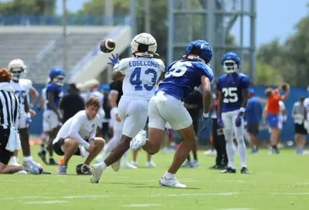 during the Gators' practice on Thursday, August 1, 2024 at the Sanders football practice fields in Gainesville, FL / UAA Communications photo by Mallory Peak