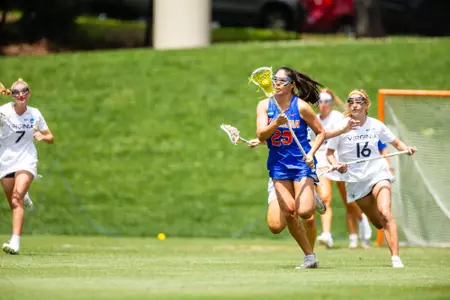 during the Gators' game against the Virginia Cavaliers on Sunday, May 12, 2024 at Klockner Stadium in Charlottesville, Va / UAA Communications photo by Keith Lucas