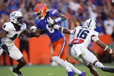 during the Gators' game against the Samford Bulldogs on Saturday, September 7, 2024 at Ben Hill Griffin Stadium in Gainesville, Fla. / UAA Communications photo by Maddie Washburn