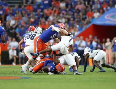 during the Gators' game against the Samford Bulldogs on Saturday, September 7, 2024 at Ben Hill Griffin Stadium in Gainesville, Fla. / UAA Communications photo by Maura Schaeffer