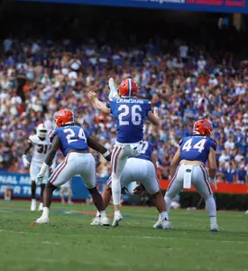 during the Gators' game against the Miami Hurricanes on Saturday, August 31, 2024 at Ben Hill Griffin Stadium in Gainesville, Fla. / UAA Communications photo by Bryce Mitchell