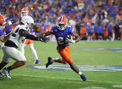 during the Gators' game against the Samford Bulldogs on Saturday, September 7, 2024 at Ben Hill Griffin Stadium in Gainesville, Fla. / UAA Communications photo by Maura Schaeffer