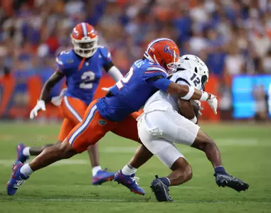 during the Gators' game against the Samford Bulldogs on Saturday, September 7, 2024 at Ben Hill Griffin Stadium in Gainesville, Fla. / UAA Communications photo by Maddie Washburn