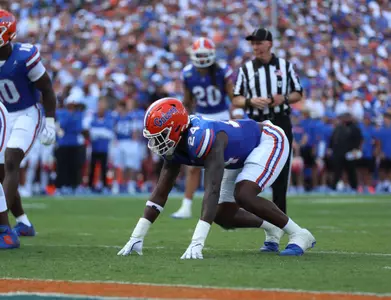 during the Gators' game against the Miami Hurricanes on Saturday, August 31, 2024 at Ben Hill Griffin Stadium in Gainesville, Fla. / UAA Communications photo by Bryce Mitchell