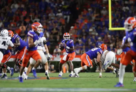 during the Gators' game against the Samford Bulldogs on Saturday, September 7, 2024 at Ben Hill Griffin Stadium in Gainesville, Fla. / UAA Communications photo by Maura Schaeffer