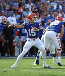 during the SEC Nation show prior to the Gators' game against the Miami Hurricanes on Saturday, August 31, 2024 at Ben Hill Griffin Stadium in Gainesville, Fla. / UAA Communications photo by Maddie Washburn
