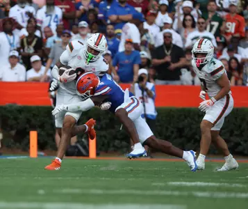 during the SEC Nation show prior to the Gators' game against the Miami Hurricanes on Saturday, August 31, 2024 at Ben Hill Griffin Stadium in Gainesville, Fla. / UAA Communications photo by Maddie Washburn
