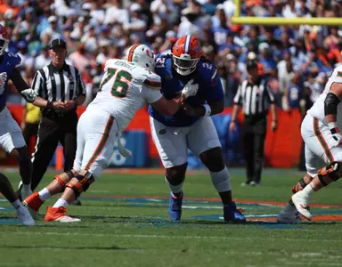during the Gators' game against the Miami Hurricanes on Saturday, August 31, 2024 at Ben Hill Griffin Stadium in Gainesville, Fla. / UAA Communications photo by Bryce Mitchell