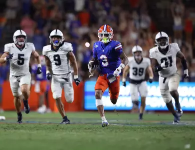 during the Gators' game against the Samford Bulldogs on Saturday, September 7, 2024 at Ben Hill Griffin Stadium in Gainesville, Fla. / UAA Communications photo by Maddie Washburn