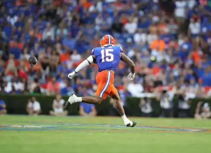 during the Gators' game against the Samford Bulldogs on Saturday, September 7, 2024 at Ben Hill Griffin Stadium in Gainesville, Fla. / UAA Communications photo by Maura Schaeffer