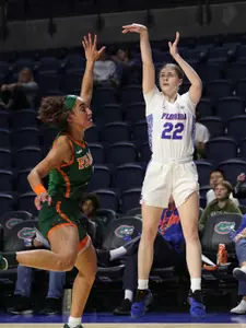 during the Gators' game against the FAMU Rattlers on Monday, November 13, 2023 at Exactech Arena at the Stephen C. O'Connell Center in Gainesville, FL / UAA Communications photo by Katie Park