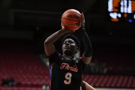 during the Gators' game against the Alabama Crimson Tide on Thursday, February 29, 2024 at Coleman Coliseum in Tuscaloosa, AL / UAA Communications photo by Mallory Peak