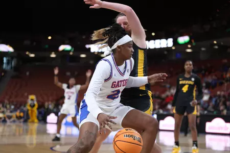 during the Gators' game against the Missouri Tigers on Wednesday, March 6, 2024 at Bon Secours Wellness Arena in Greenville, SC / UAA Communications photo by Mallory Peak