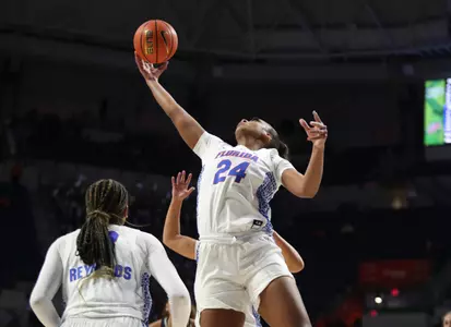 during the Gators' game against the University of North Florida Ospreys on Monday, November 6, 2023 at Exactech Arena at the Stephen C. O'Connell Center in Gainesville, FL / UAA Communications photo by Maura Schaeffer