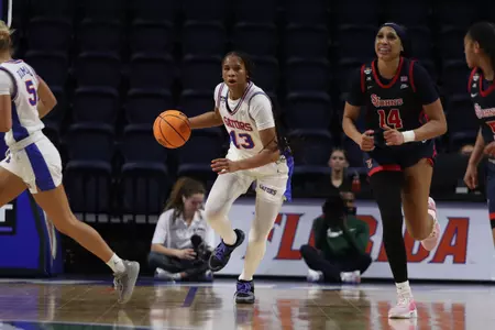 during the Gators' game against the St John’s Red Storm on Thursday, March 21, 2024 at Exactech Arena at the Stephen C. O'Connell Center in Gainesville, FL / UAA Communications photo by Mallory Peak