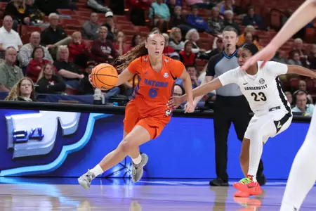during the Gators' game against the Vanderbilt Commodores on Thursday, March 7, 2024 at Bon Secours Wellness Arena in Greenville, SC / UAA Communications photo by Mallory Peak